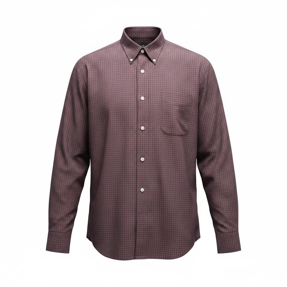 Eddie Bauer Men's Shirt Plaid Size Small Long Sleeve Wrinkle Resistant Burgandy